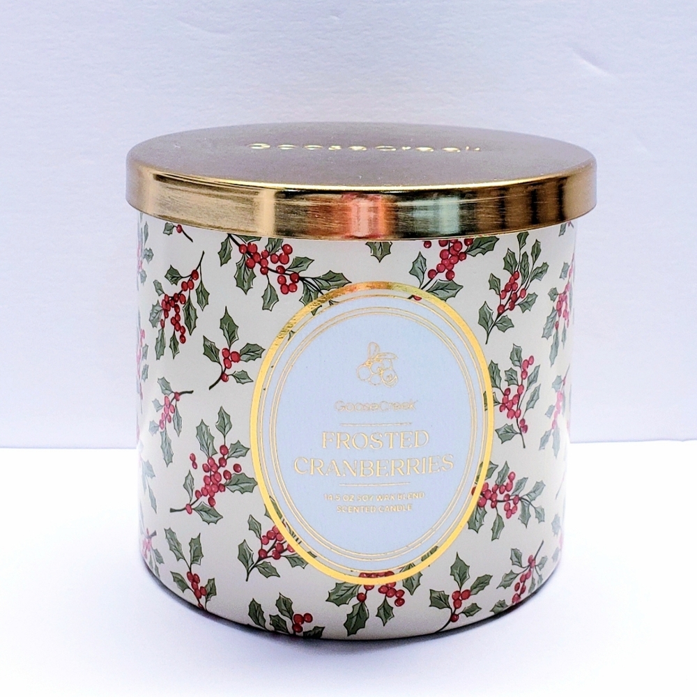 Goose Creek FROSTED CRANBERRIES Large 3-Wick Scented Candle, 14.5 oz